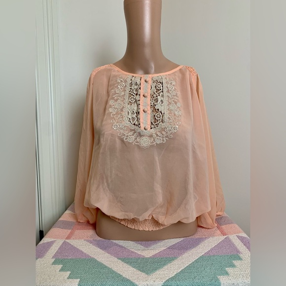 Forever 21 peach peasant blouse - Picture 1 of 4